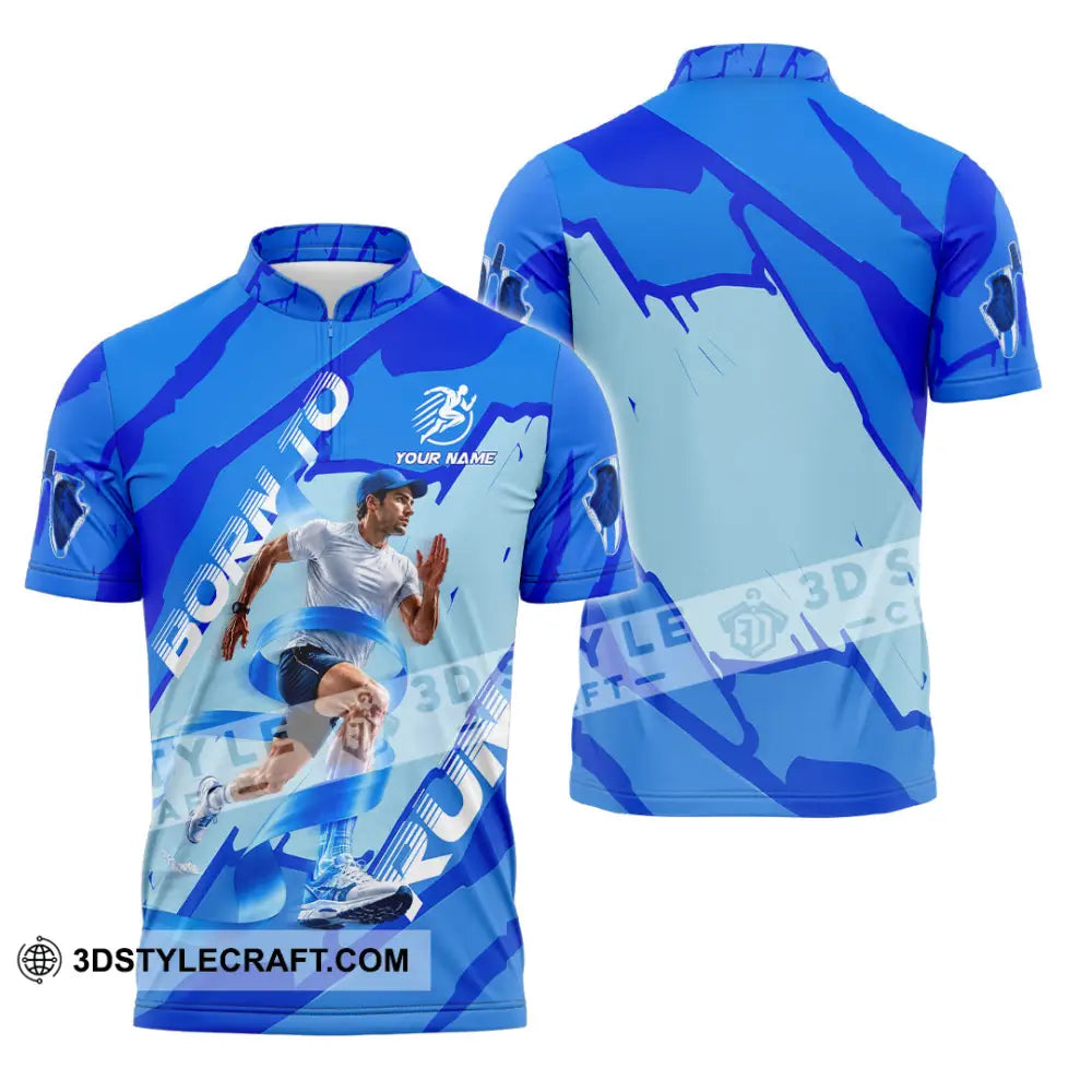 Men Shirt - Custom Born To Run Shirt - Zipper Polo Shirt / S - T-shirt