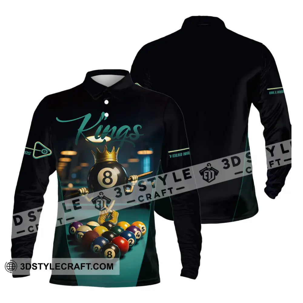 Men Shirt - Custom Kings Of Billiards Shirt Long Sleeve Polo / S T-shirt