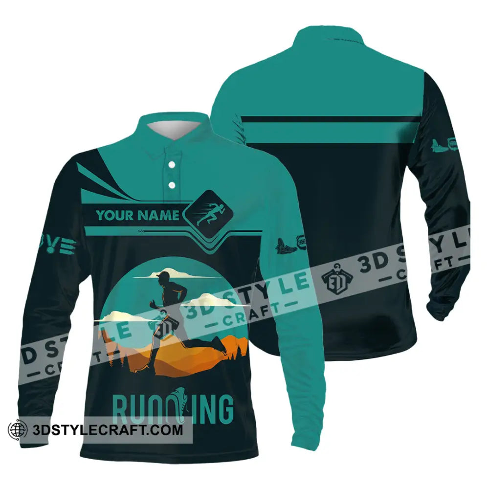 Men Shirt - Custom Running Lover Love Running Shirt Long Sleeve Polo / S T-shirt