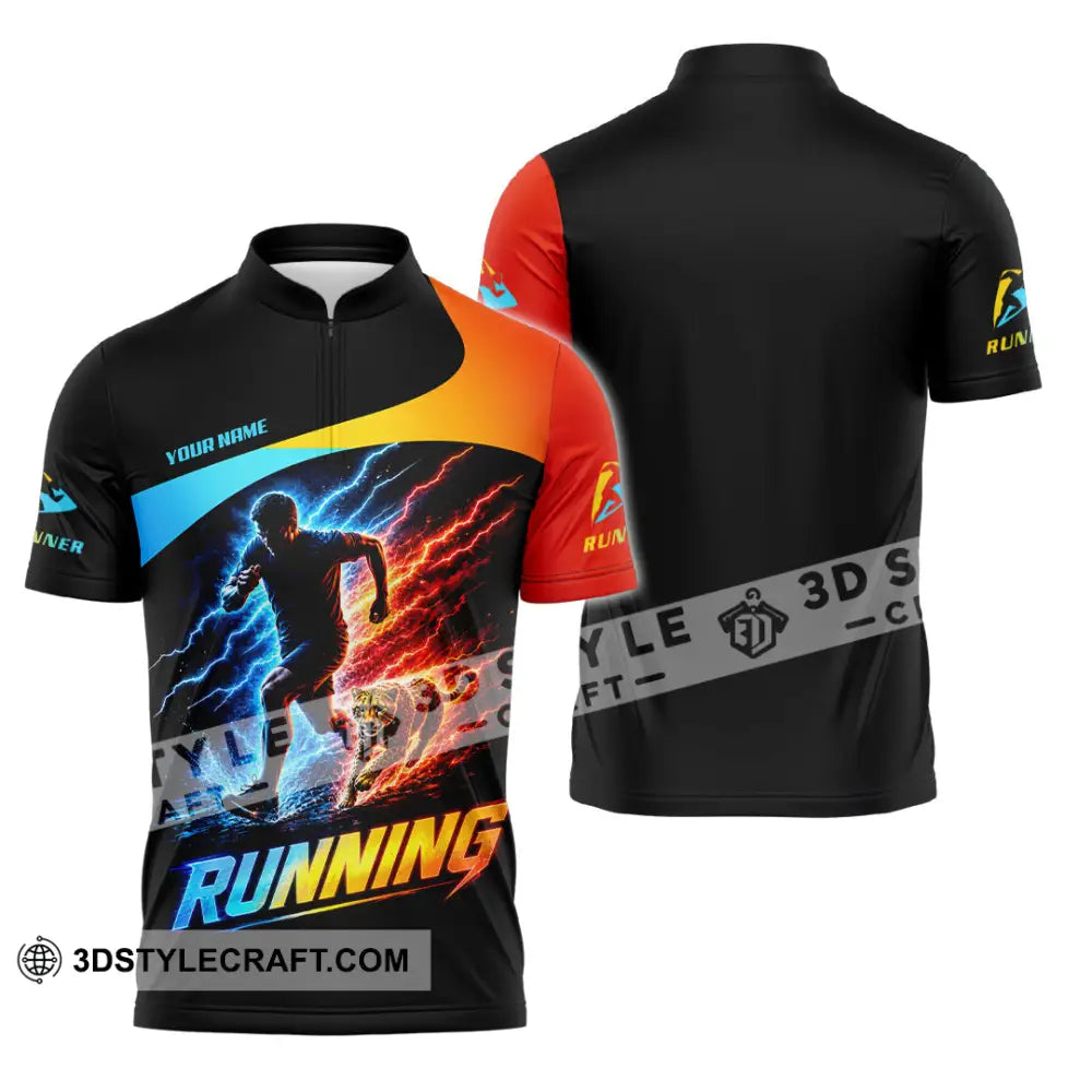 Men Shirt - Custom Running Shirt - Zipper Polo Shirt / S - T-shirt