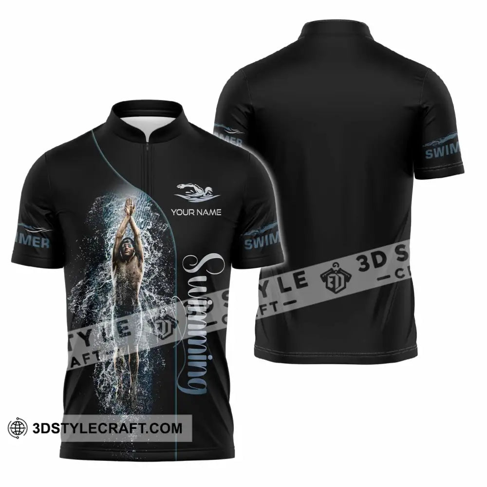 Men Shirt - Custom Swimming Swim Lover Shirt Zipper Polo Shirt / S T-shirt