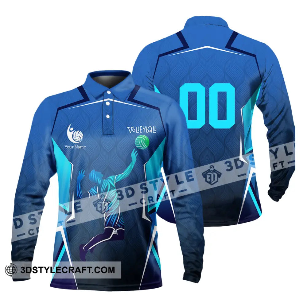 Men Shirt - Custom Volleyball 3D Shirt - Long Sleeve Polo / S - T-shirt