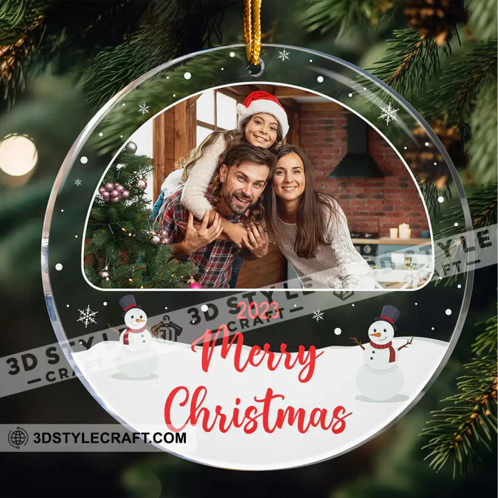 Merry Christmas Family Photo - Custom Personalized Acrylic Ornament Gift For