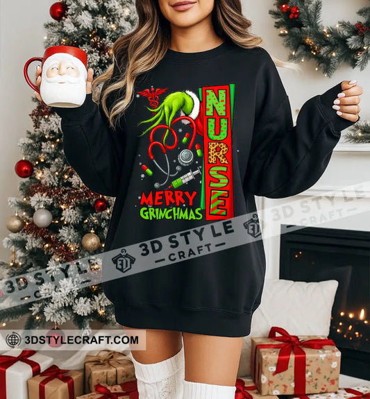 Merry Christmas Nurse Gift For Christmas Sweatshirt Sweatshirt / Black / S Apparel