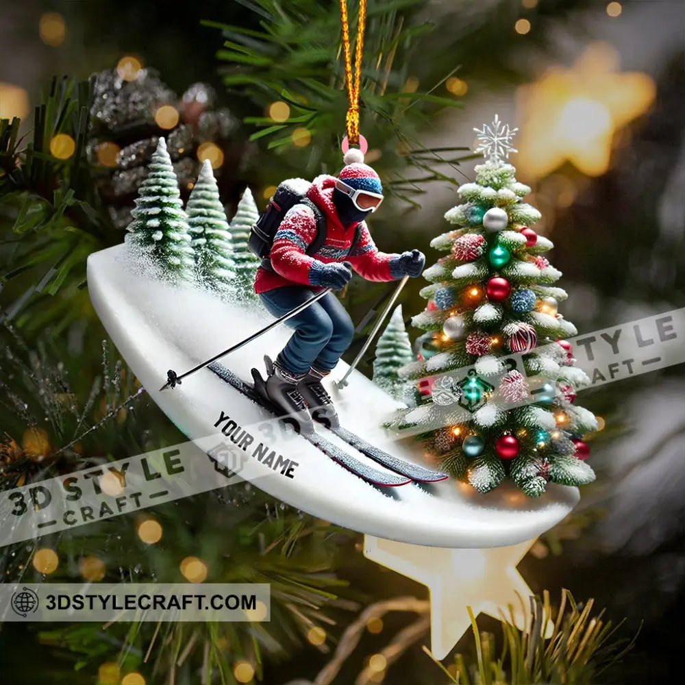 Merry Christmas Skiing Home Decor Ornament Personalized 3.54’’ / 1