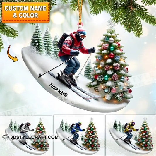 Merry Christmas Skiing Home Decor Ornament Personalized