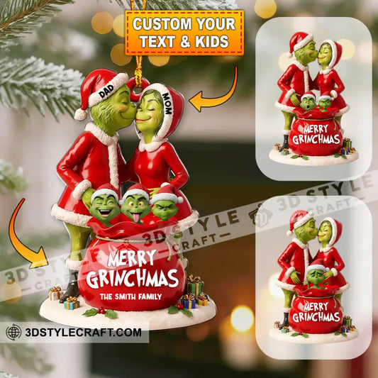 Merry Grinchmas Family Christmas Home Decor Christmas Ornament Personalized Ornament 3.54’’ / 1 Ornament Ornament