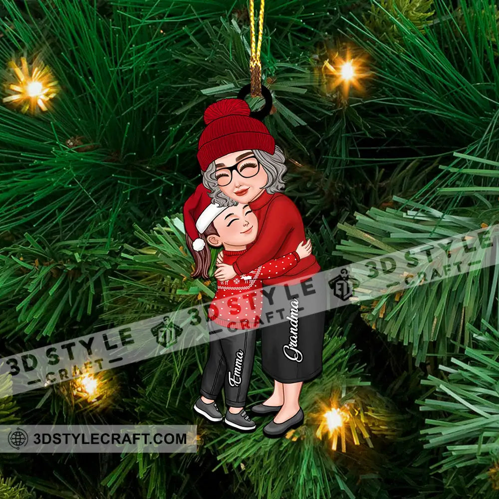 Mom Grandma Hugging Kid Grandkid - Christmas Gift For Family Custom Appearances And Names