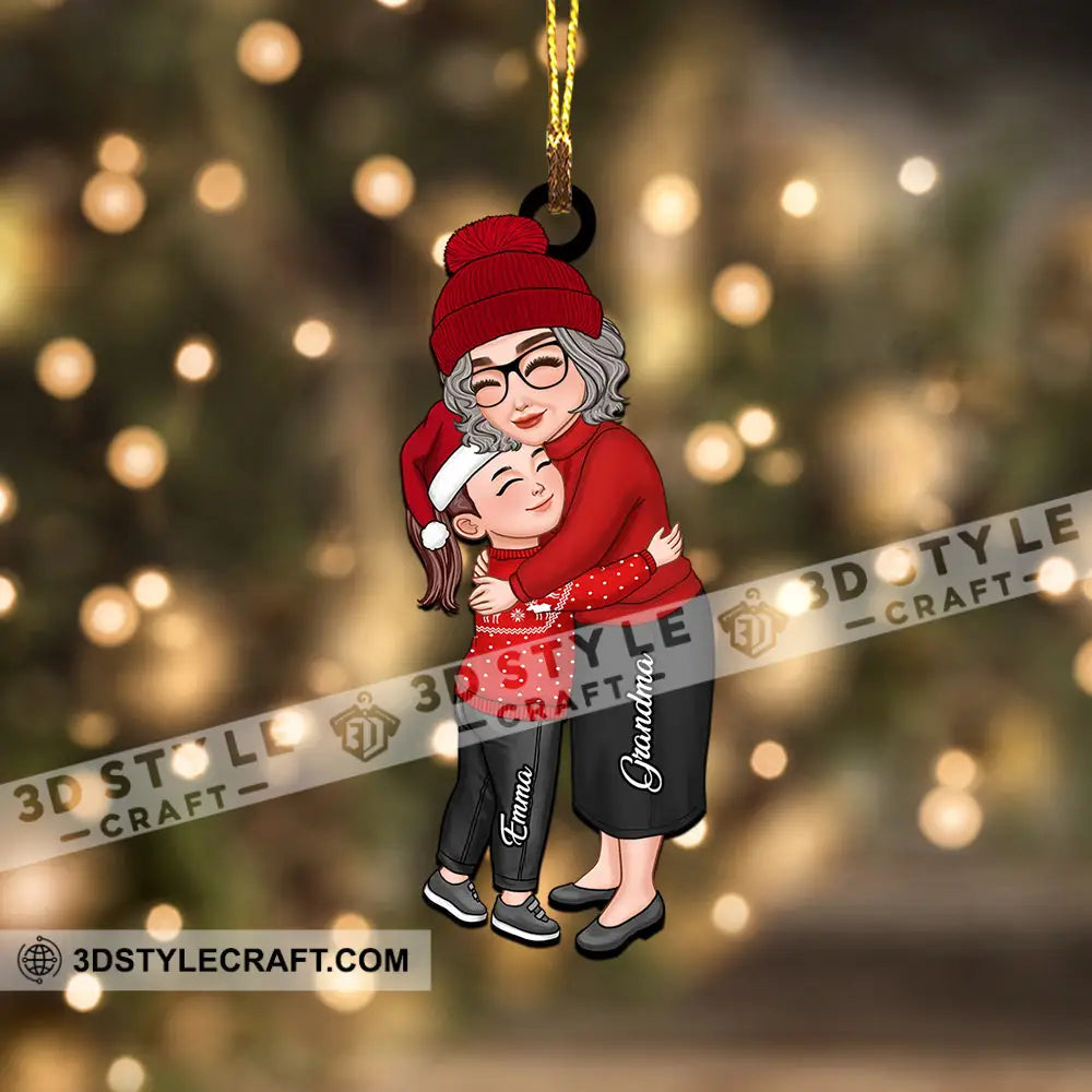 Mom Grandma Hugging Kid Grandkid - Christmas Gift For Family Custom Appearances And Names