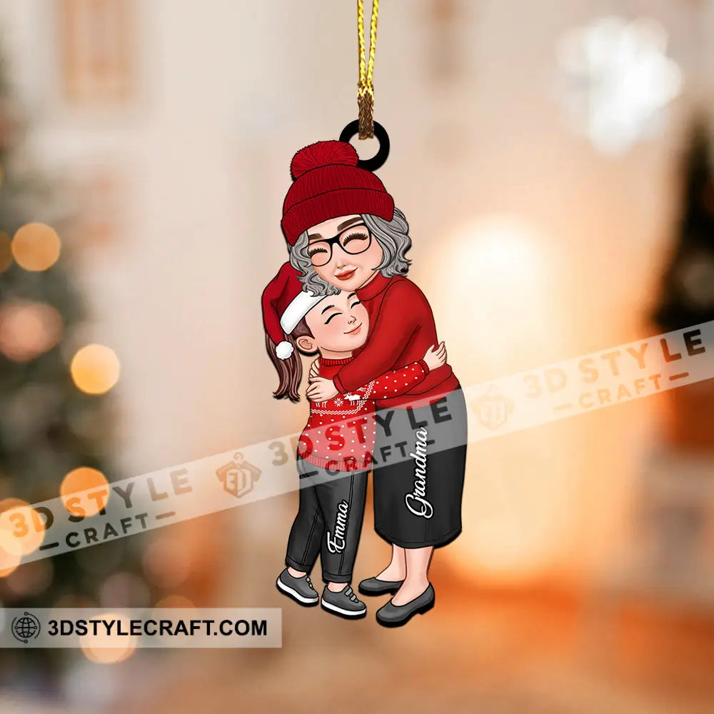 Mom Grandma Hugging Kid Grandkid - Christmas Gift For Family Custom Appearances And Names