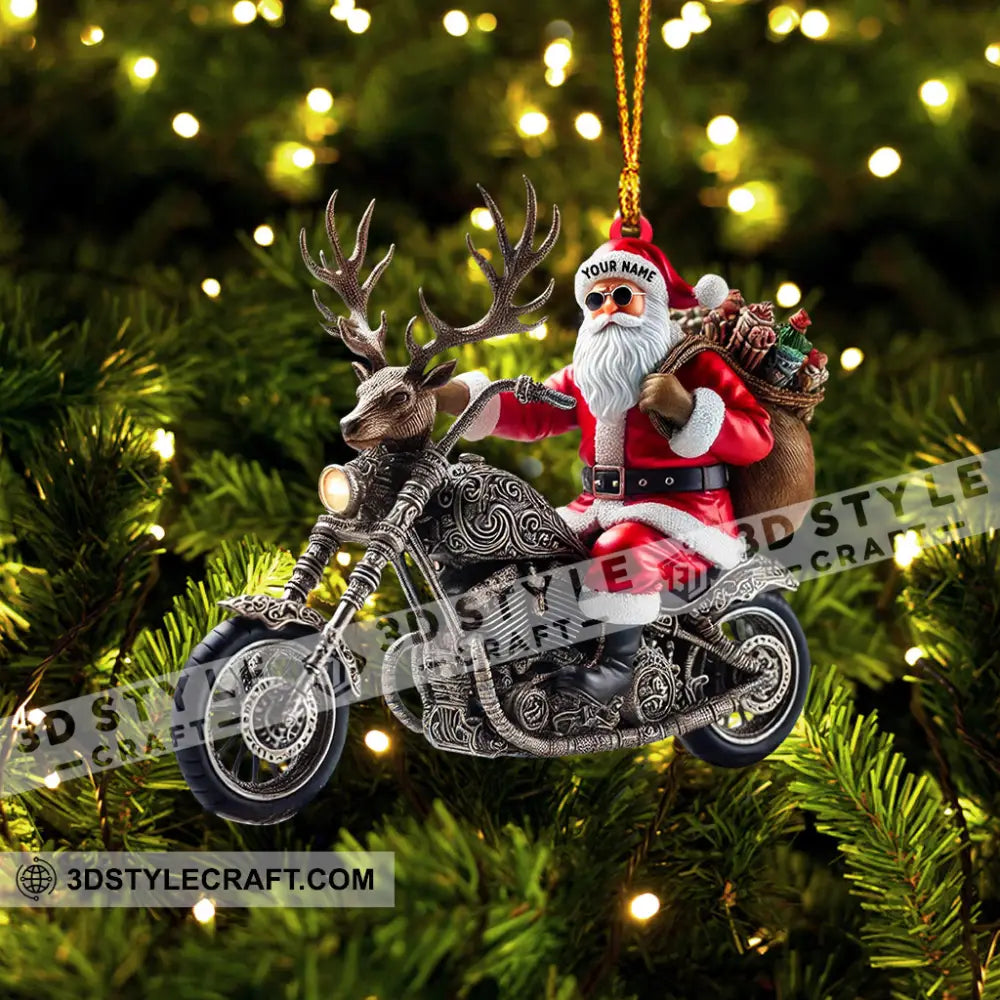 Moto Santa Home Decor Christmas Ornament Personalized