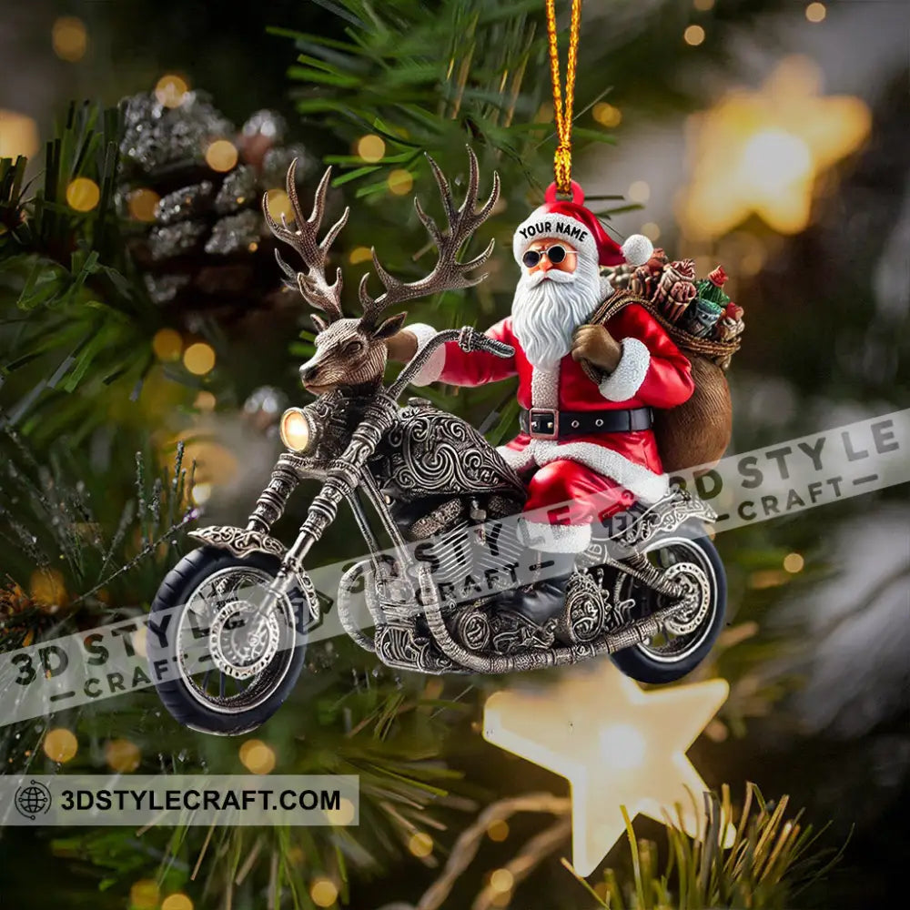 Moto Santa Home Decor Christmas Ornament Personalized