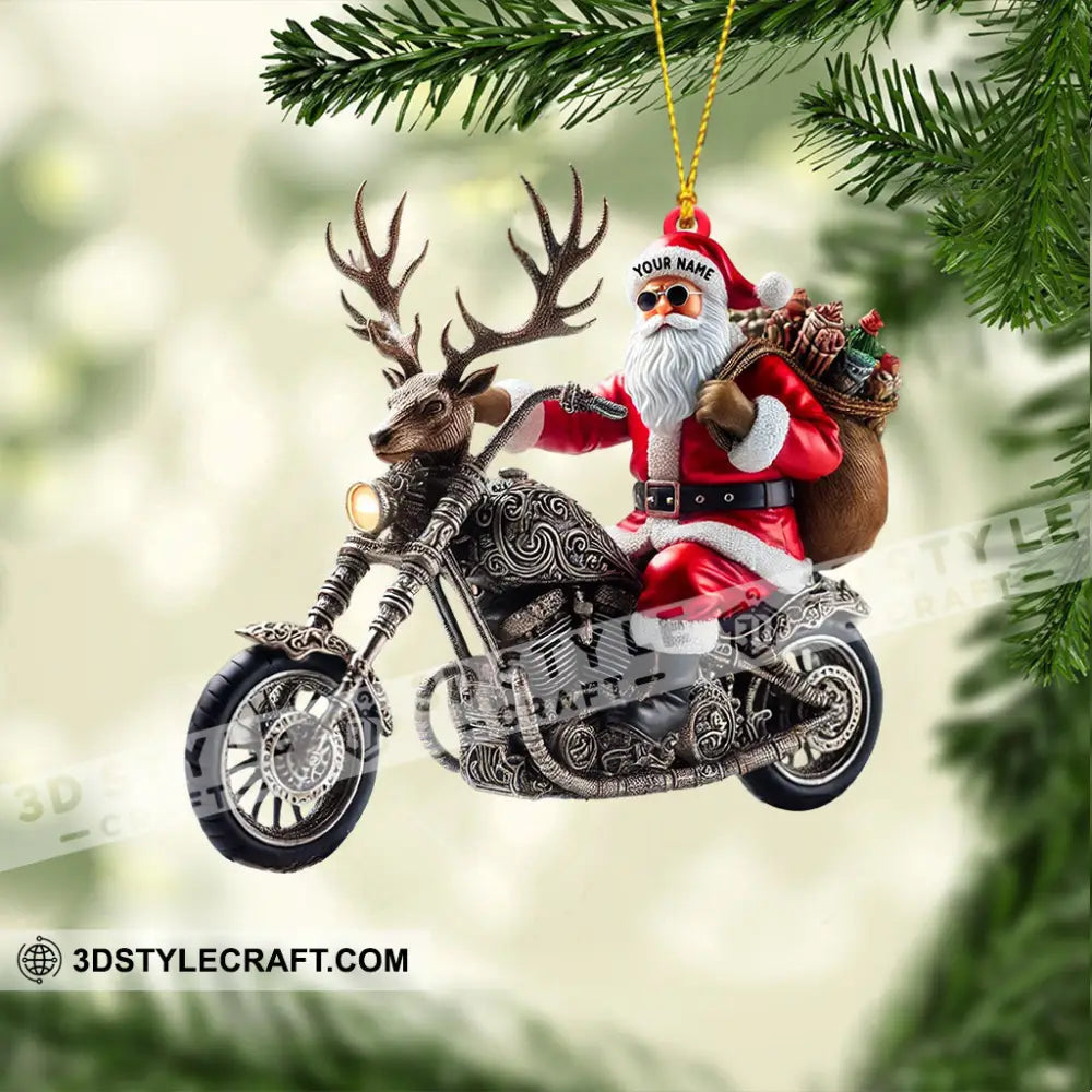 Moto Santa Home Decor Christmas Ornament Personalized