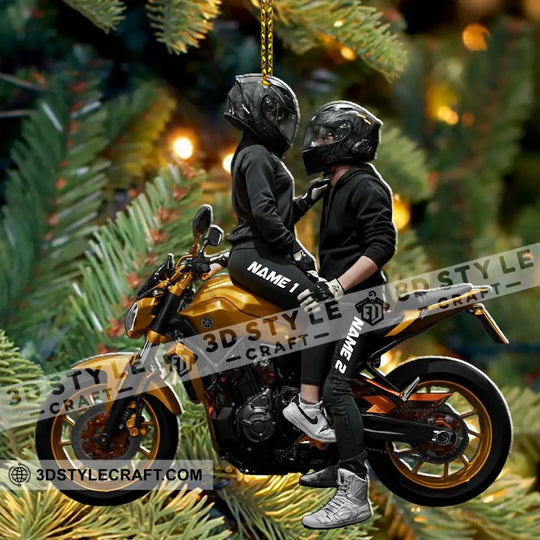 Motorbike Couple Home Decor, Christmas Ornament, Personalized Ornament style option 4