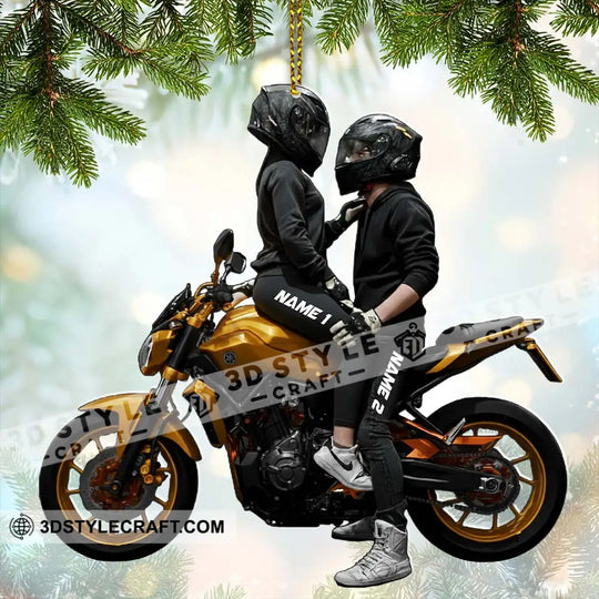 Motorbike Couple Home Decor, Christmas Ornament, Personalized Ornament style option 2