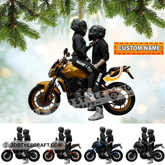 Motorbike Couple Home Decor, Christmas Ornament, Personalized Ornament style option 1