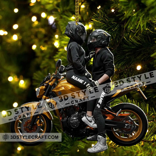 Motorbike Couple Home Decor, Christmas Ornament, Personalized Ornament style option 3