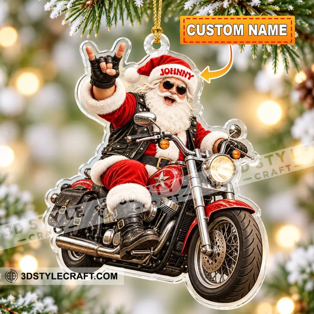 Mountain Bike Santa Home Decor Christmas Ornament Personalized Ornament - 3.54’’ / 1 Ornament - Ornament