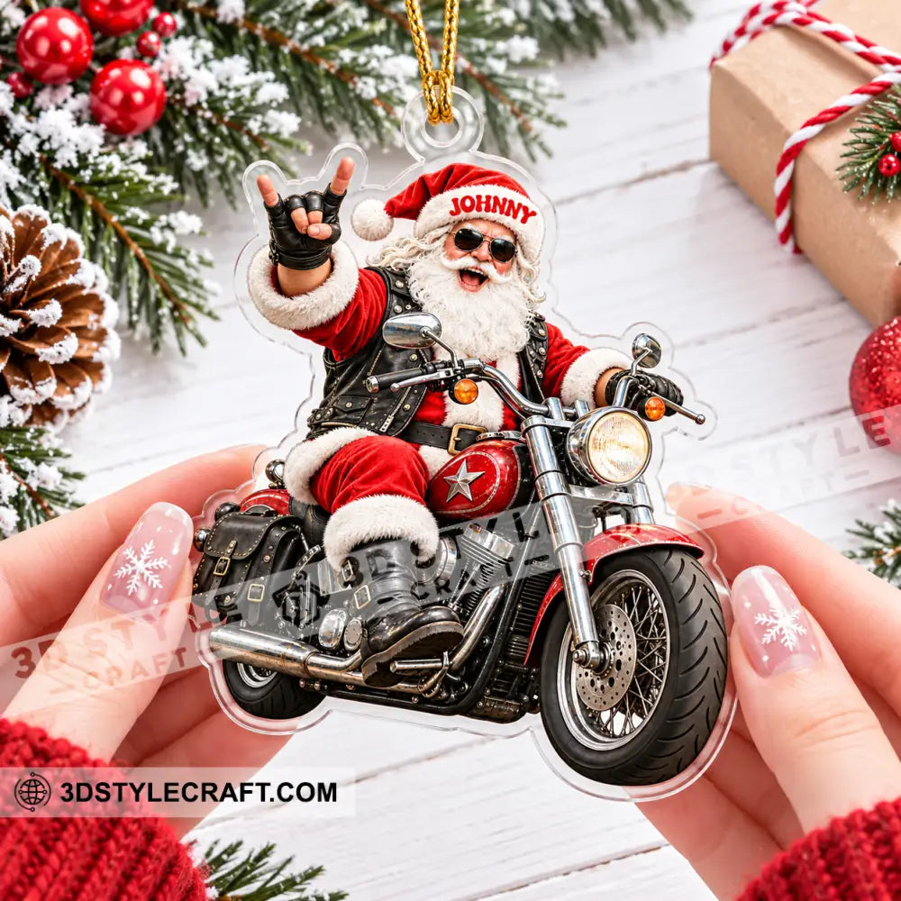 Mountain Bike Santa Home Decor Christmas Ornament Personalized Ornament - Ornament