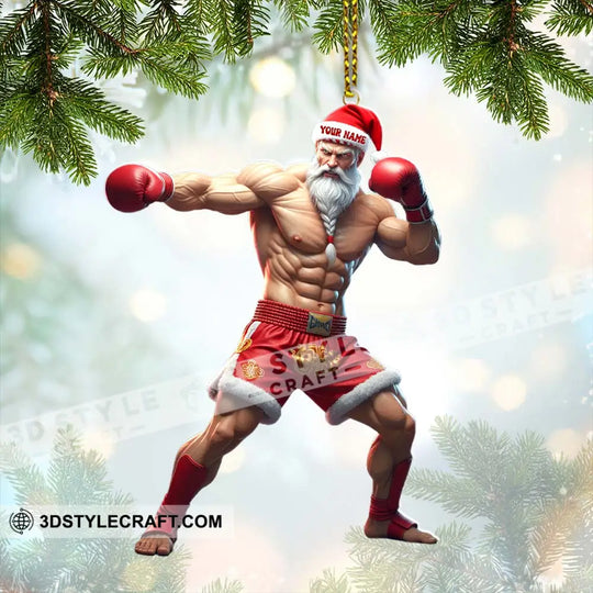 Muay Thai Santa, Home Decor, Christmas Ornament, Personalized Ornament style option 2