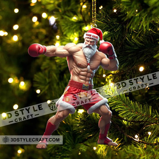 Muay Thai Santa, Home Decor, Christmas Ornament, Personalized Ornament style option 3