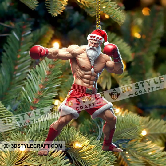 Muay Thai Santa, Home Decor, Christmas Ornament, Personalized Ornament style option 4