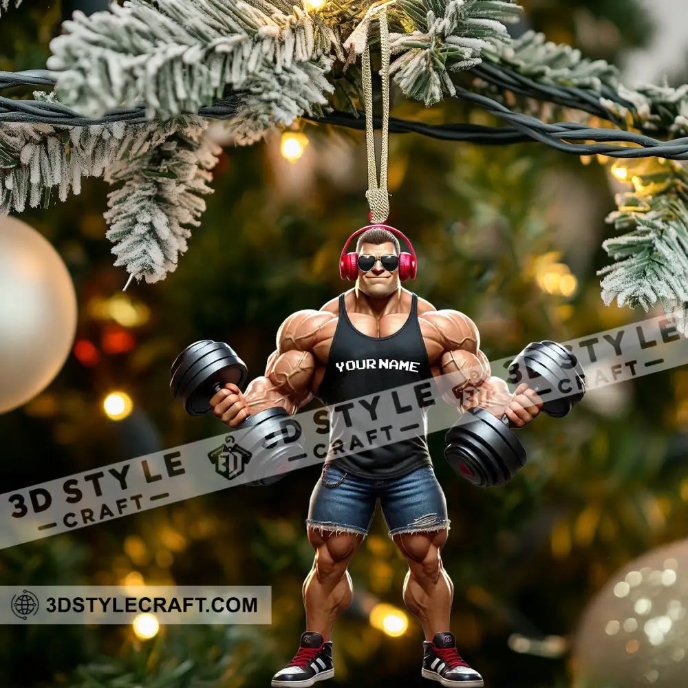 Muscle Man Christmas Ornament Personalized