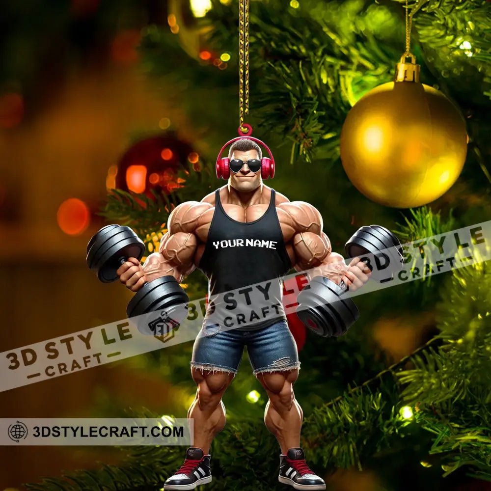 Muscle Man Christmas Ornament Personalized