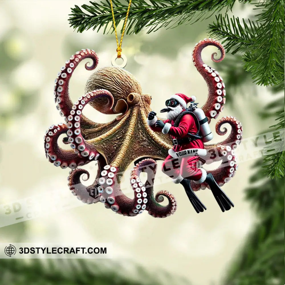 Octopus And Santa Home Decor Christmas Ornament Personalized