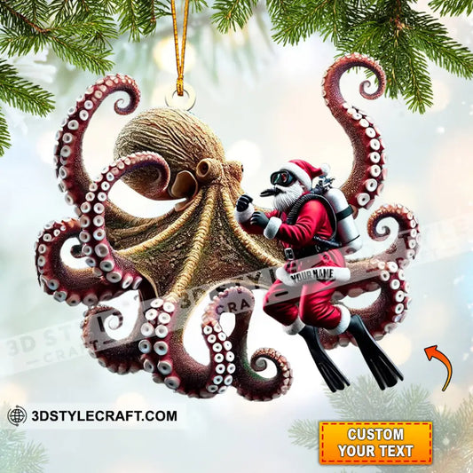 Octopus And Santa Home Decor Christmas Ornament Personalized 3.54’’ / 1