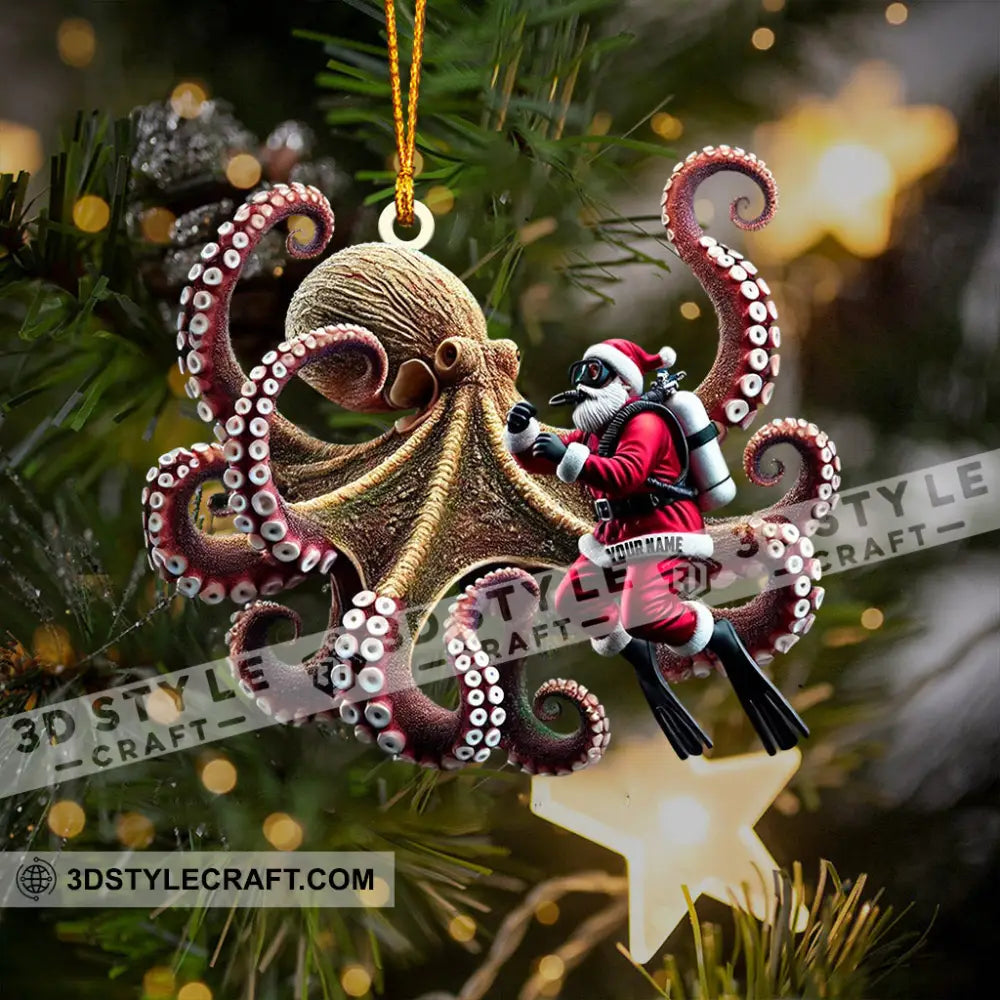 Octopus And Santa Home Decor Christmas Ornament Personalized