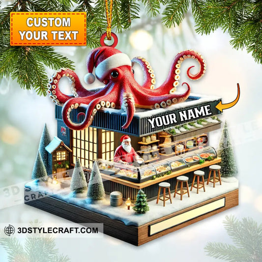 Octopus Santa Bar Home Decor Christmas Ornament Personalized 3.54’’ / 1