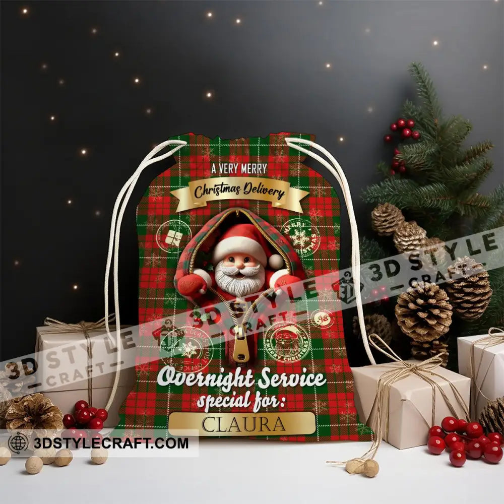 Overnight Express Custom Name Personalized String Bag Christmas Gift