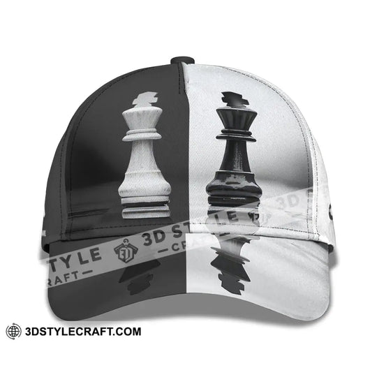 Personalized Cap, Customized Classic Cap Couple Black And White Chess style option 2