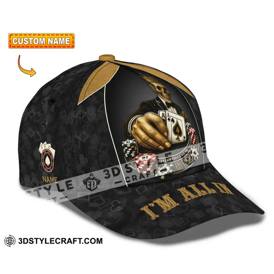 Personalized Cap, Customized Classic Cap Poker Lover Cap, I'm All In style option 1