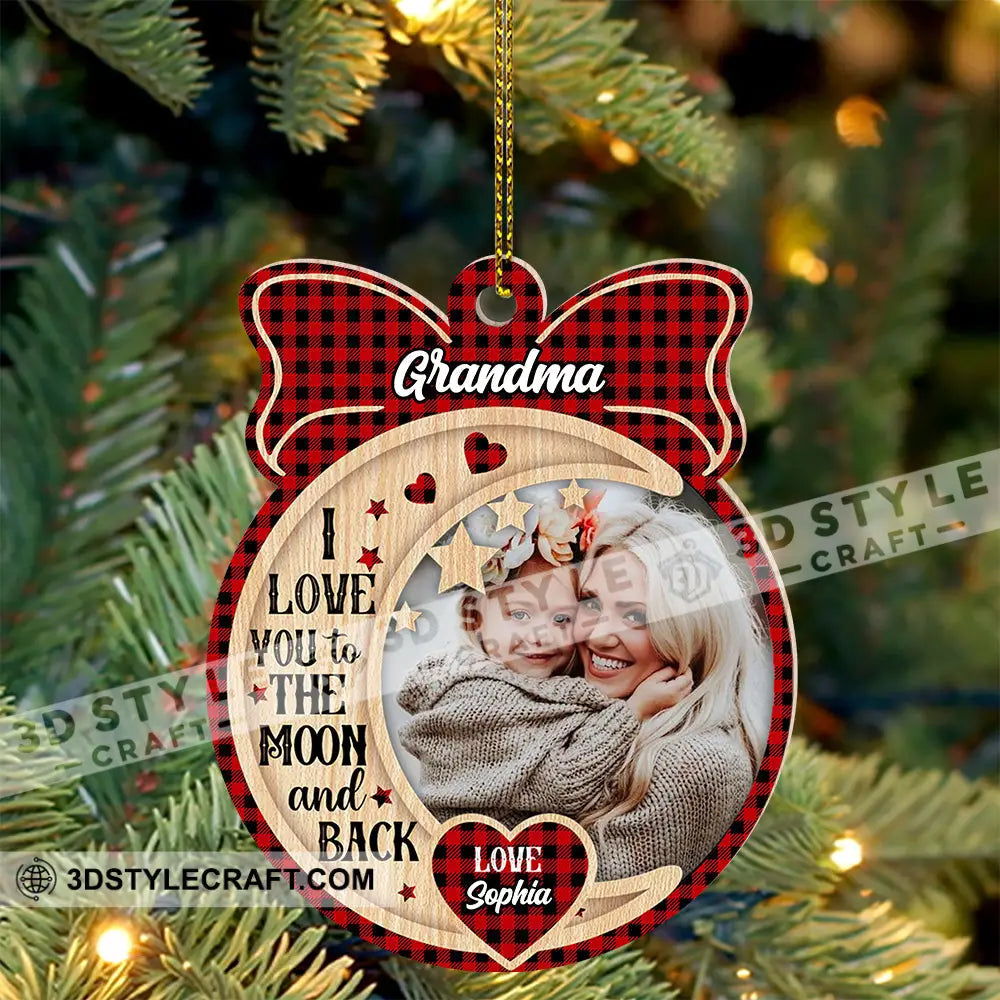 Personalized Custom Wooden Ornament - I Love You To The Moon And Back Gift For Family