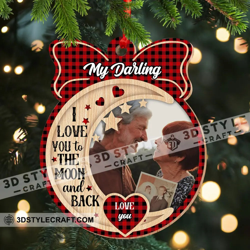 Personalized Custom Wooden Ornament - I Love You To The Moon And Back Gift For Family