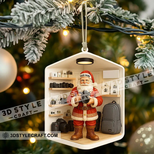 Photographer Santa Corner Home Decor, Christmas Ornament, Personalized Ornament style option 3