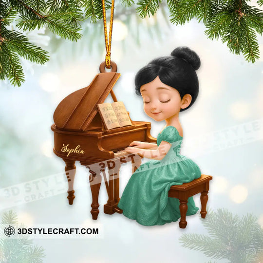 Piano Girl Home Decor, Christmas Ornament, Personalized Ornament style option 4