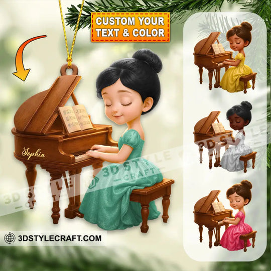 Piano Girl Home Decor, Christmas Ornament, Personalized Ornament style option 1