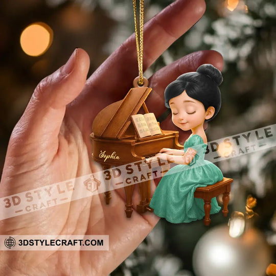 Piano Girl Home Decor, Christmas Ornament, Personalized Ornament style option 2