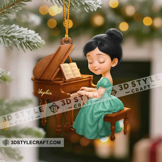 Piano Girl Home Decor, Christmas Ornament, Personalized Ornament style option 3