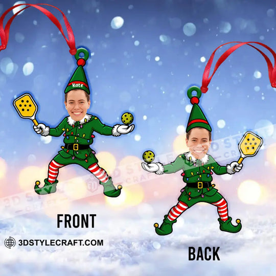Pickleball ELF Christmas, Home Decor, Christmas Ornament, Personalized Ornament style option 4