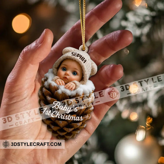 Pine Cones Baby Home Decor, Christmas Ornament, Personalized Ornament style option 1