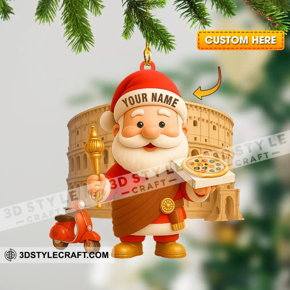 Pizza Santa Home Decor Christmas Ornament Personalized Ornament 3.54’’ / 1 Ornament Ornament