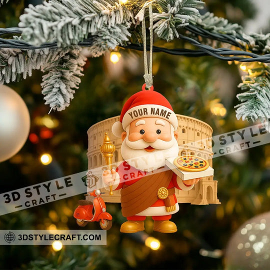 Pizza Santa Home Decor, Christmas Ornament, Personalized Ornament style option 3