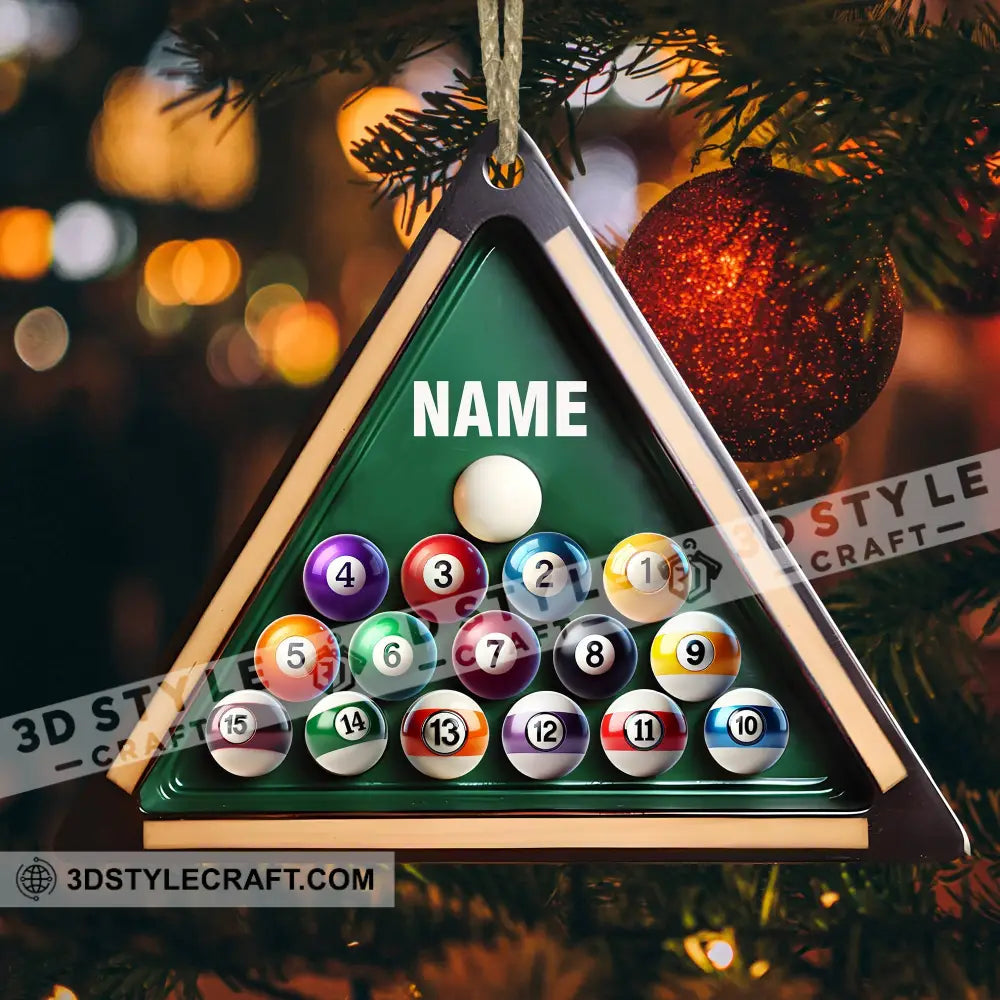 Pool Table Billiard Ball Christmas Ornament Personalized