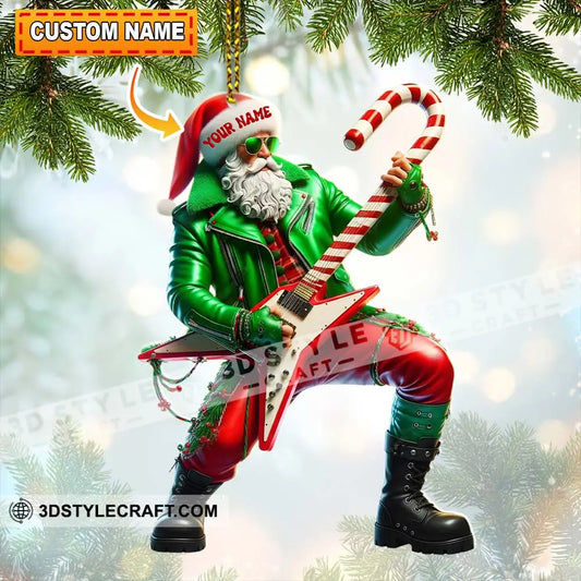Rock Star Santa Home Decor Christmas Ornament Personalized Ornament 3.54’’ / 1 Ornament Ornament