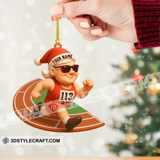 Running Santa Home Decor, Christmas Ornament, Personalized Ornament style option 2