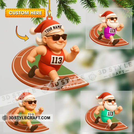 Running Santa Home Decor, Christmas Ornament, Personalized Ornament style option 1